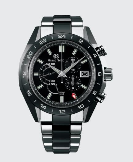 Grand Seiko Spring Drive Chronograph GMT Black Ceramic Replica Watch SBGC223